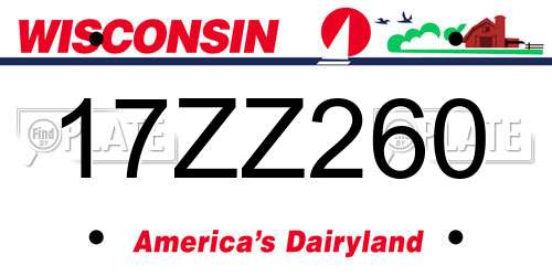 17ZZ260 Wisconsin License Plate