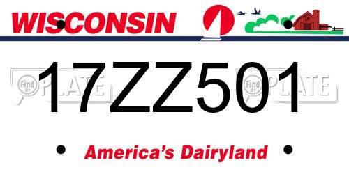 17ZZ501 Wisconsin License Plate