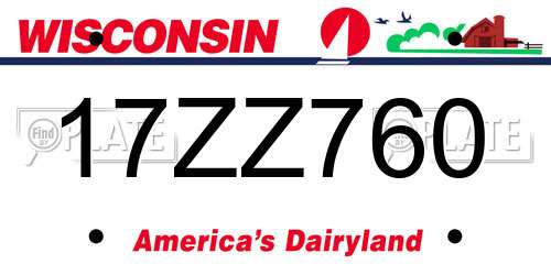 17ZZ760 Wisconsin License Plate