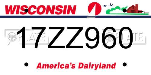 17ZZ960 Wisconsin License Plate