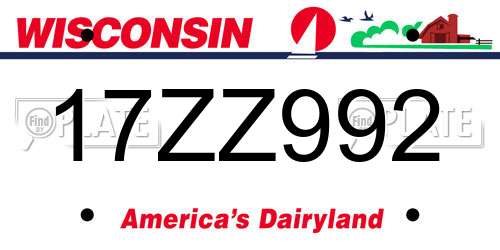 17ZZ992 Wisconsin License Plate