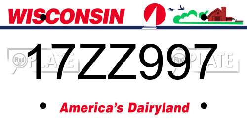 17ZZ997 Wisconsin License Plate