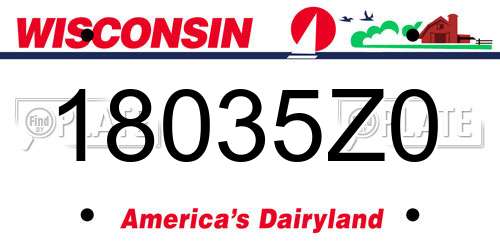 18035Z0 Wisconsin License Plate