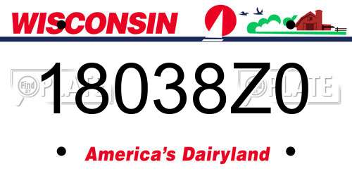 18038Z0 Wisconsin License Plate