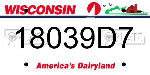 18039D7 Wisconsin License Plate