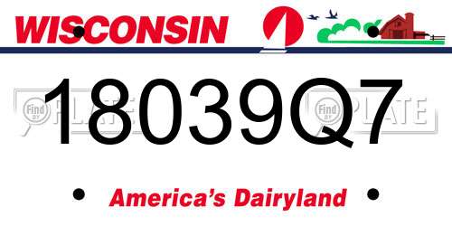 18039Q7 Wisconsin License Plate