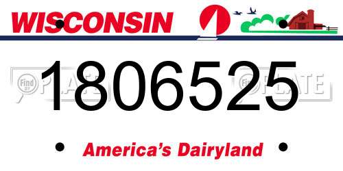 1806525 Wisconsin License Plate
