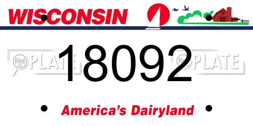 18092 Wisconsin License Plate