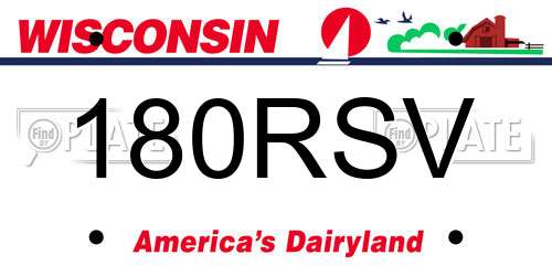 180RSV Wisconsin License Plate