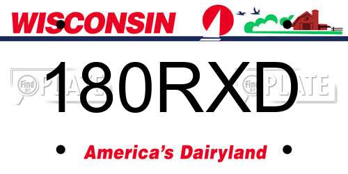 180RXD Wisconsin License Plate
