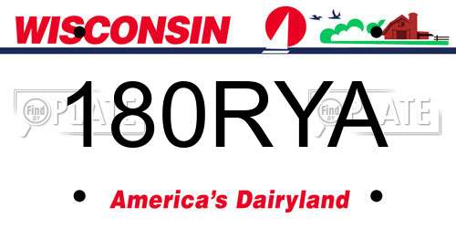 180RYA Wisconsin License Plate