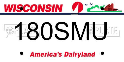 180SMU Wisconsin License Plate