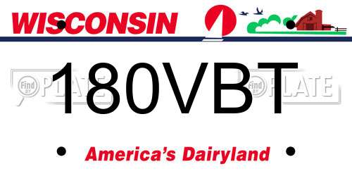 180VBT Wisconsin License Plate