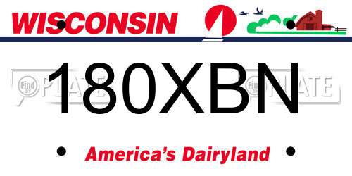 180XBN Wisconsin License Plate