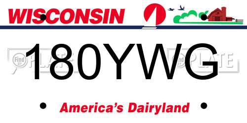 180YWG Wisconsin License Plate