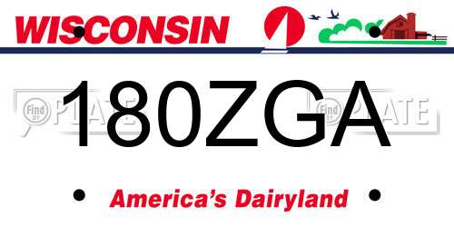 180ZGA Wisconsin License Plate