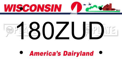 180ZUD Wisconsin License Plate