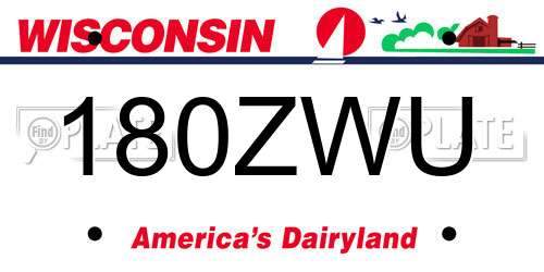 180ZWU Wisconsin License Plate