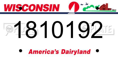 1810192 Wisconsin License Plate