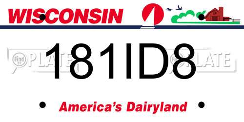 181ID8 Wisconsin License Plate
