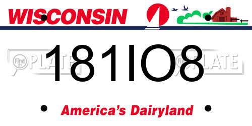 181IO8 Wisconsin License Plate