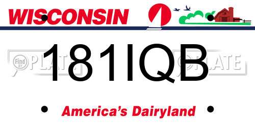 181IQB Wisconsin License Plate