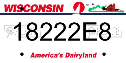 18222E8 Wisconsin License Plate