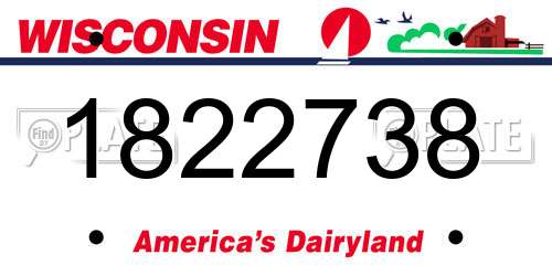 1822738 Wisconsin License Plate