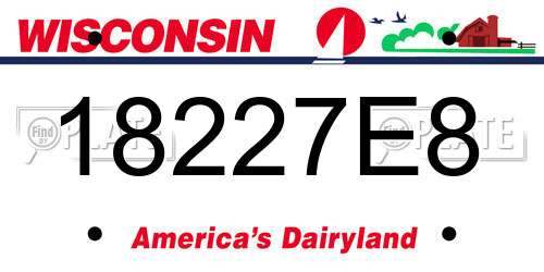 18227E8 Wisconsin License Plate