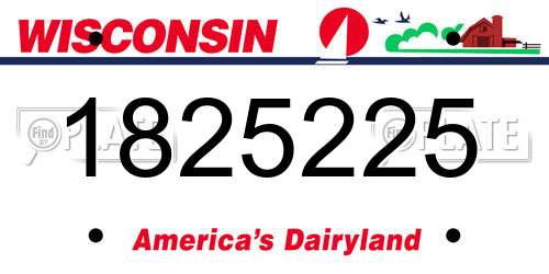 1825225 Wisconsin License Plate