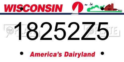 18252Z5 Wisconsin License Plate