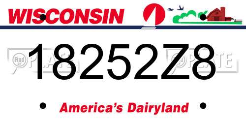 18252Z8 Wisconsin License Plate