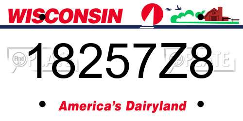 18257Z8 Wisconsin License Plate