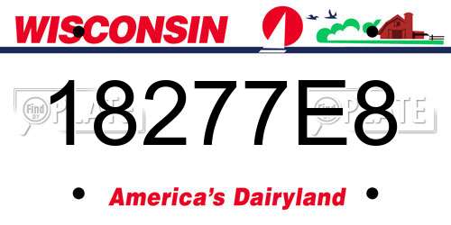 18277E8 Wisconsin License Plate