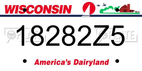 18282Z5 Wisconsin License Plate