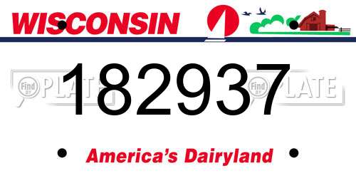 182937 Wisconsin License Plate