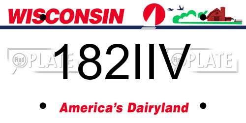 182IIV Wisconsin License Plate