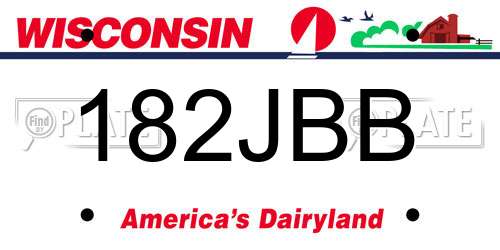 182JBB Wisconsin License Plate