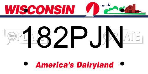 182PJN Wisconsin License Plate
