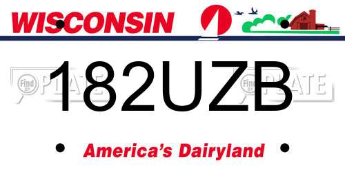 182UZB Wisconsin License Plate