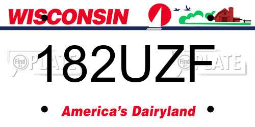 182UZF Wisconsin License Plate
