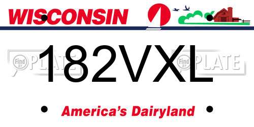 182VXL Wisconsin License Plate