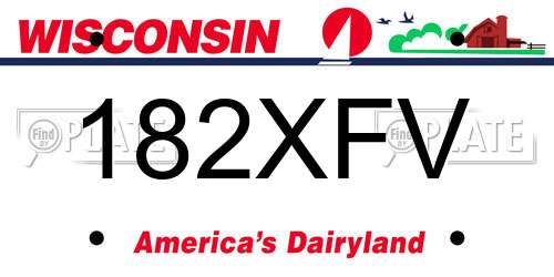 182XFV Wisconsin License Plate