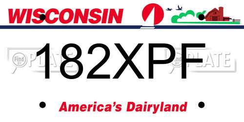 182XPF Wisconsin License Plate