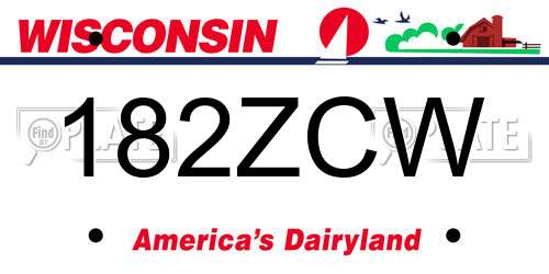 182ZCW Wisconsin License Plate