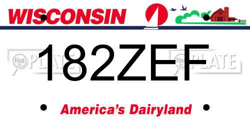 182ZEF Wisconsin License Plate