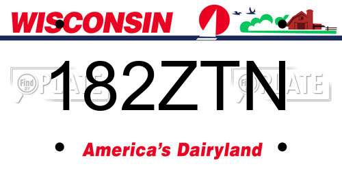 182ZTN Wisconsin License Plate