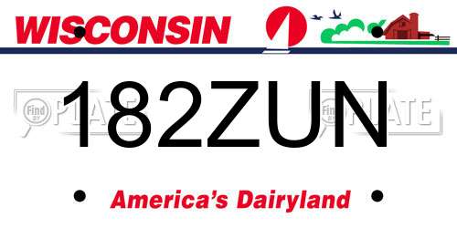 182ZUN Wisconsin License Plate