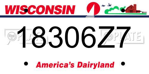 18306Z7 Wisconsin License Plate