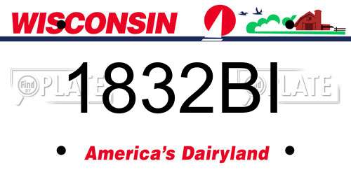 1832BI Wisconsin License Plate
